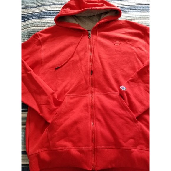 Champion Other - Men's Champion Sweatshirt Hoodie Full Zip Power-blend Team Red Size Large (L)